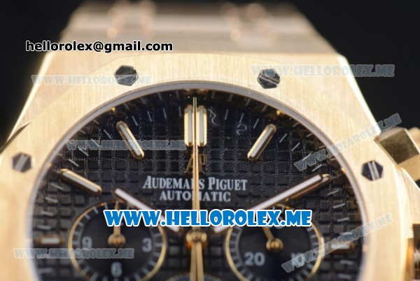 Audemars Piguet Royal Oak Miyota Quartz Yellow Gold Case/Bracelet with Black Dial and Stick Markers - Click Image to Close